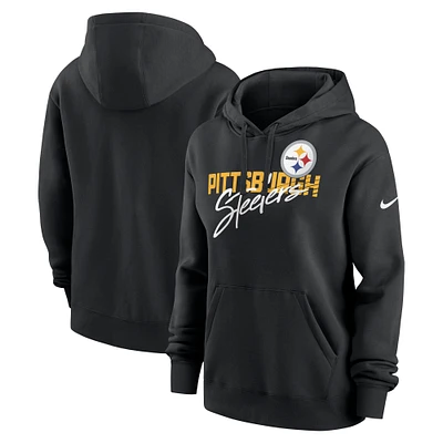 Sweat à capuche Nike Pittsburgh Steelers Wordmark Club Fleece noir pour femme