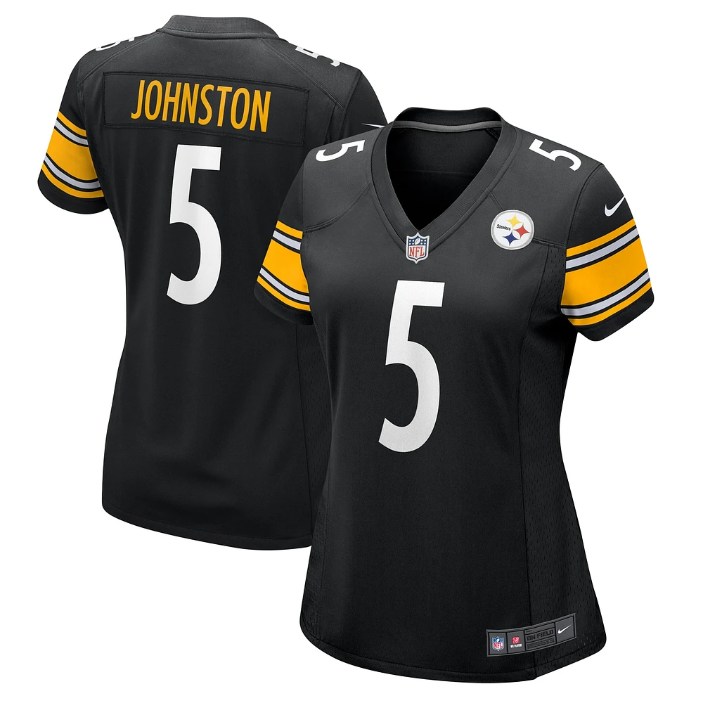 Maillot de match Nike Cameron Johnston noir des Steelers Pittsburgh pour femme