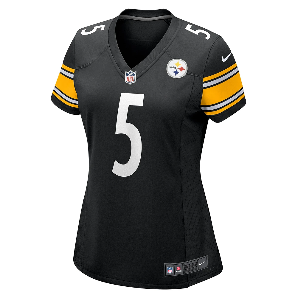 Maillot de match Nike Cameron Johnston noir des Steelers Pittsburgh pour femme