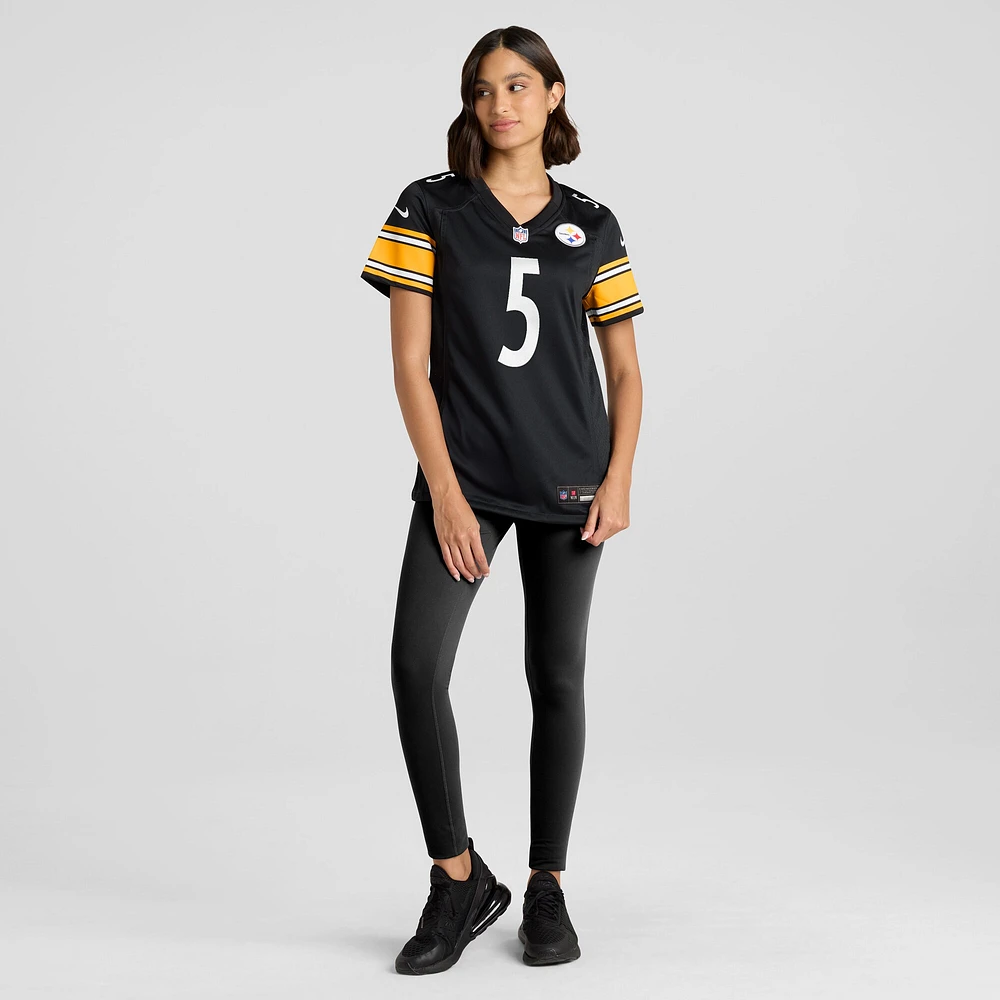 Maillot de match Nike Cameron Johnston noir des Steelers Pittsburgh pour femme