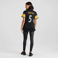 Maillot de match Nike Cameron Johnston noir des Steelers Pittsburgh pour femme