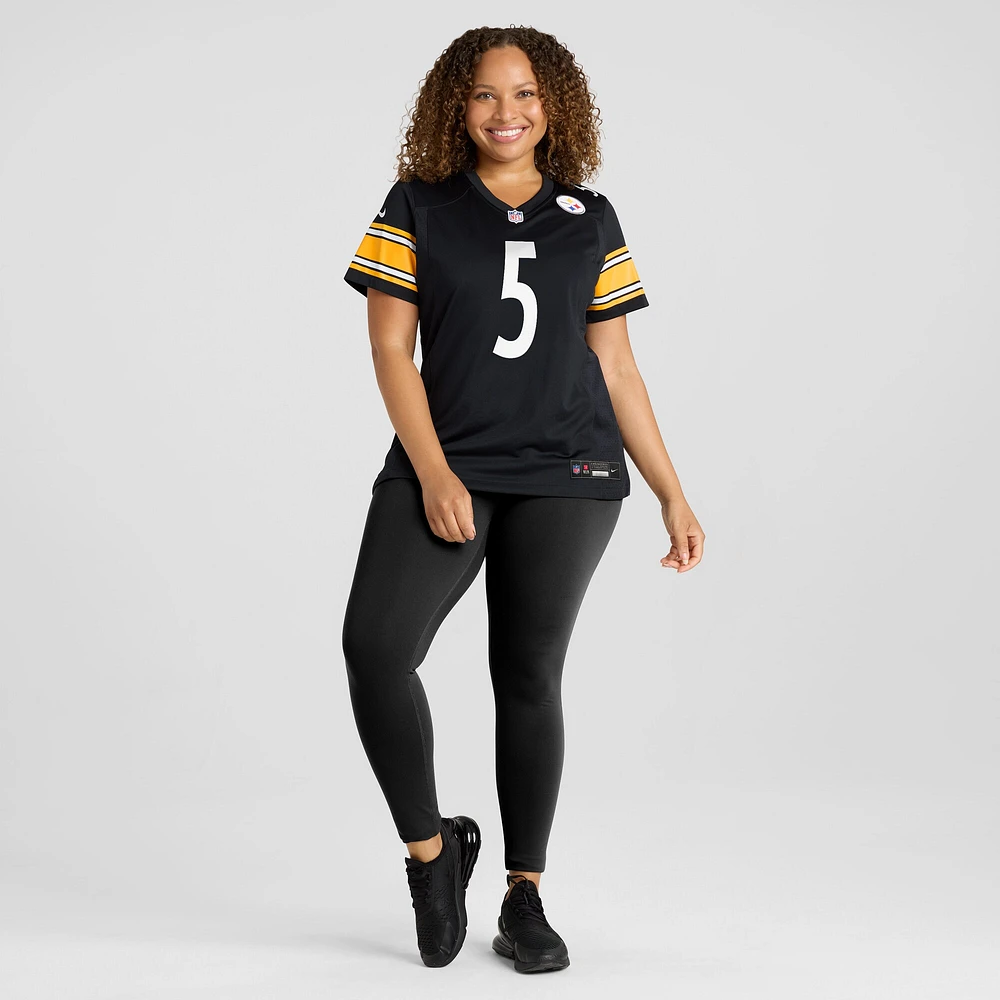 Maillot de match Nike Cameron Johnston noir des Steelers Pittsburgh pour femme