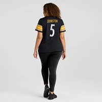 Maillot de match Nike Cameron Johnston noir des Steelers Pittsburgh pour femme