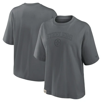 T-shirt Nike Glory Arch Boxy pour femme, couleur anthracite, des Pittsburgh Steelers