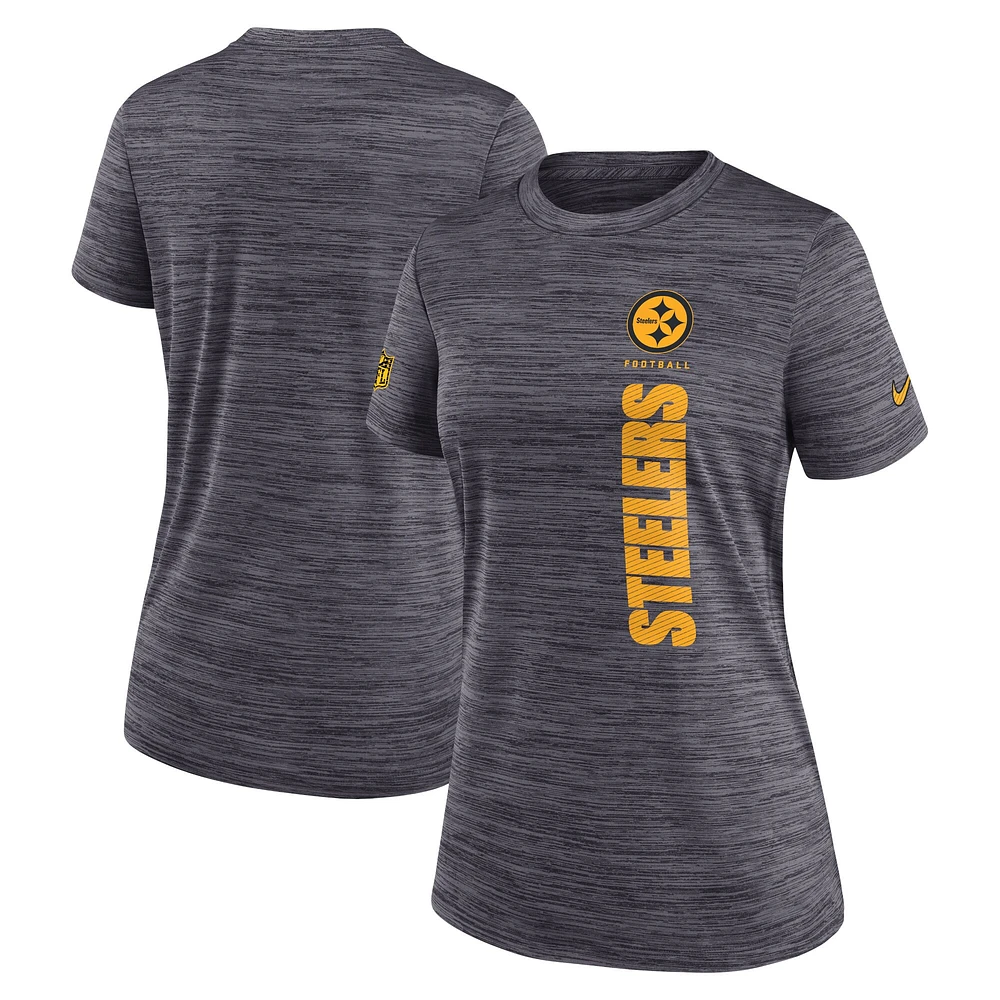 T-shirt Nike Performance Sideline Velocity pour femme, couleur anthracite, des Pittsburgh Steelers