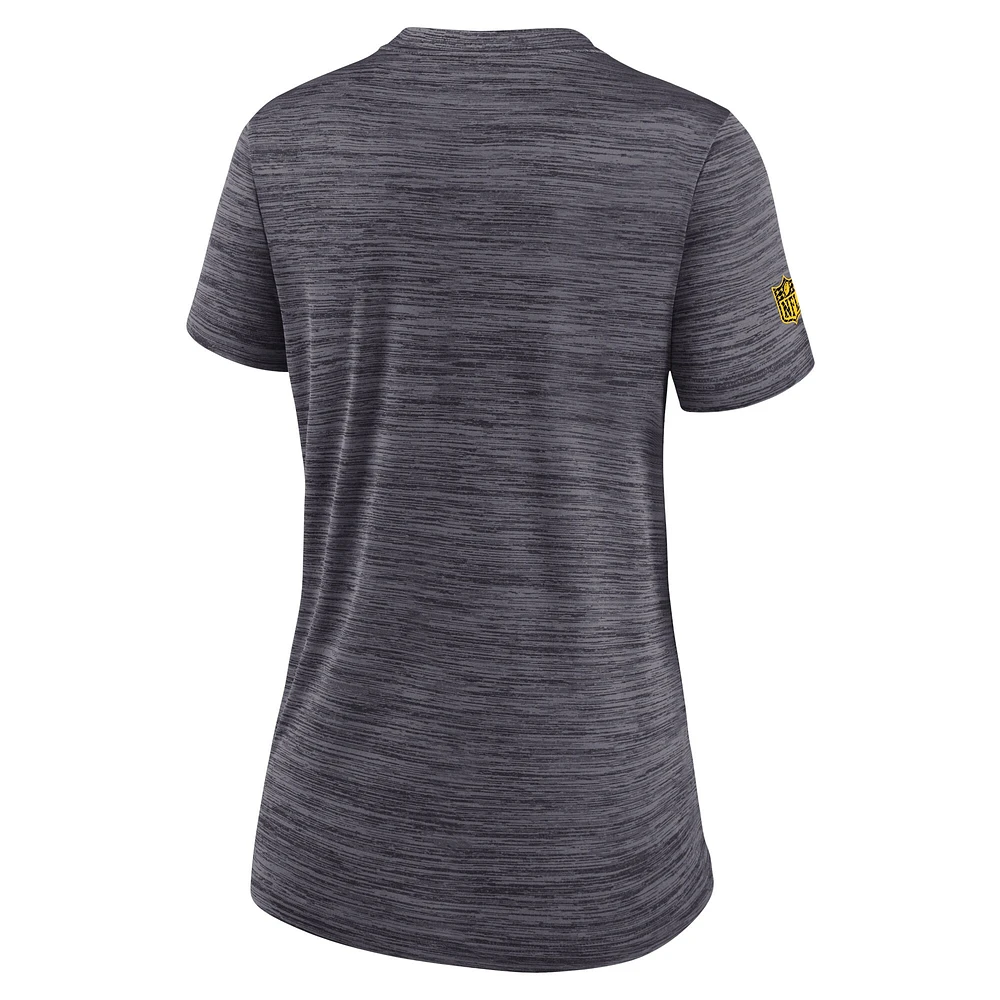 T-shirt Nike Performance Sideline Velocity pour femme, couleur anthracite, des Pittsburgh Steelers