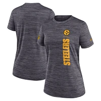 T-shirt Velocity Performance Nike Charcoal Pittsburgh Steelers pour femmes