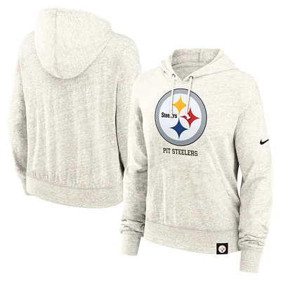 Women's Nike Cream Pittsburgh Steelers Gym Vintage Logo Pullover Hoodie