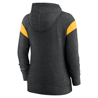 Sweat à capuche léger entièrement zippé Nike pour femme Noir chiné/Or chiné Pittsburgh Steelers Monaco