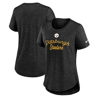 Women's Nike Heather Black Pittsburgh Steelers Strong Safety Tri-Blend T-Shirt
