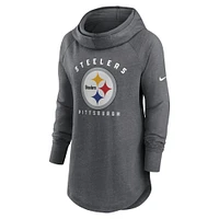 Sweat à capuche et col cheminée raglan Nike Heather Charcoal Pittsburgh Steelers pour femme