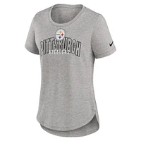 Women's Nike Heather Gray Pittsburgh Steelers Fashion Tri-Blend T-Shirt