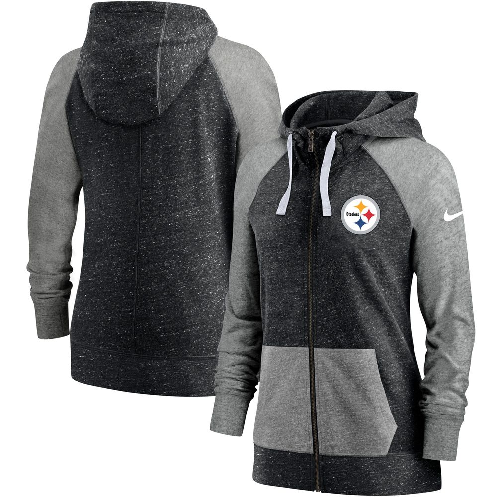 Nike Steelers Gym Vintage Raglan Full-Zip Hoodie - Women's