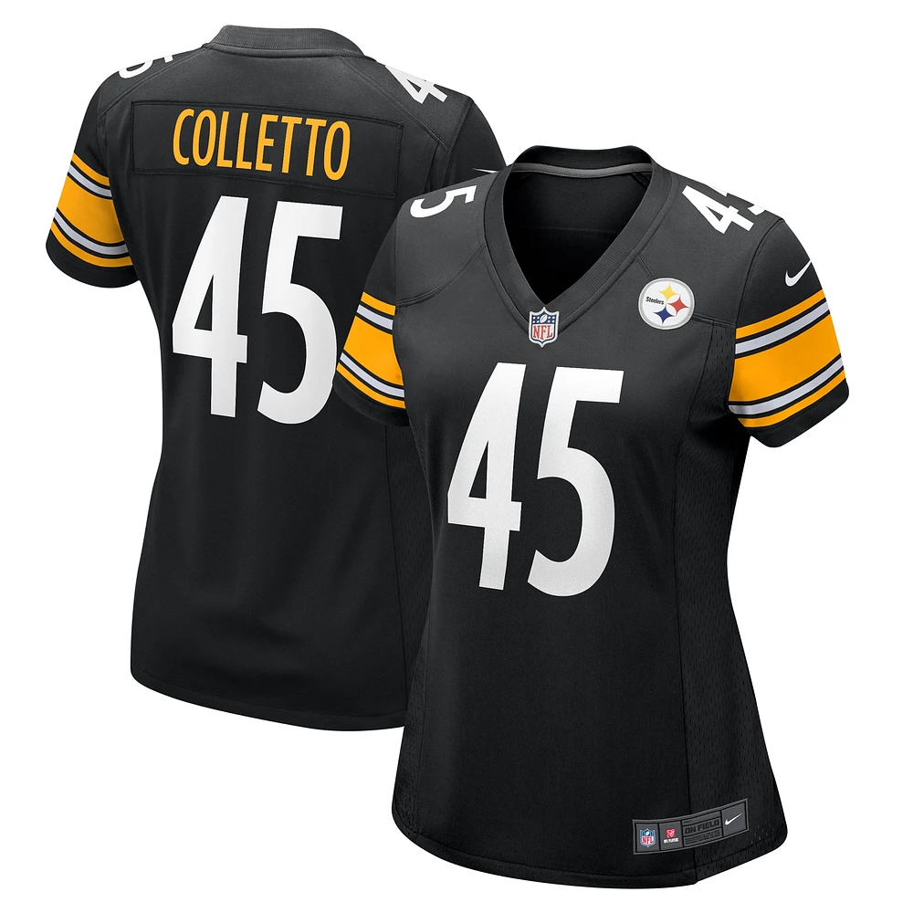 Maillot de match Nike Jack Colletto pour femme, noir, Pittsburgh Steelers