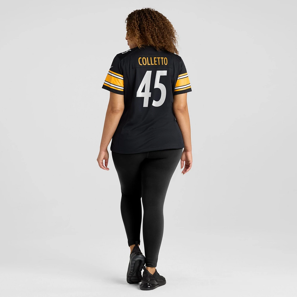 Maillot de match Nike Jack Colletto pour femme, noir, Pittsburgh Steelers