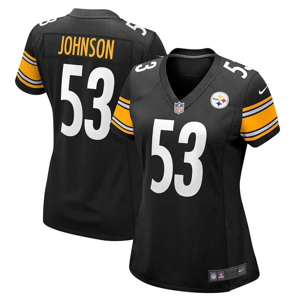 Maillot de match Nike Kyron Johnson des Pittsburgh Steelers pour femme, noir