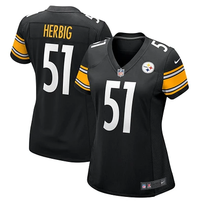 Maillot de match Nike Nick Herbig pour femme, noir, Pittsburgh Steelers