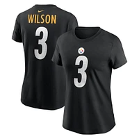 T-shirt Nike Russell Wilson noir pour femme avec nom et numéro des Pittsburgh Steelers