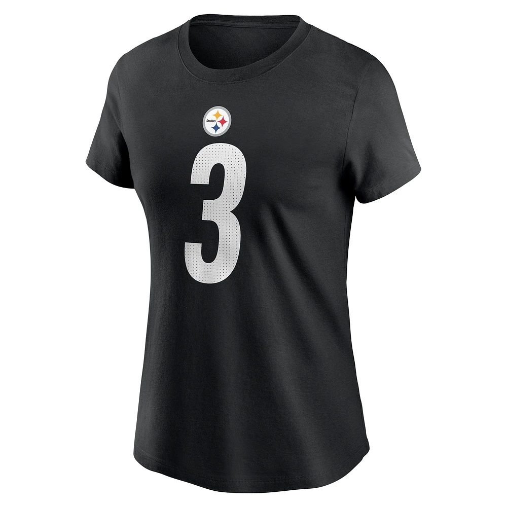 T-shirt Nike Russell Wilson noir pour femme avec nom et numéro des Pittsburgh Steelers