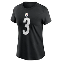 T-shirt Nike Russell Wilson noir pour femme avec nom et numéro des Pittsburgh Steelers