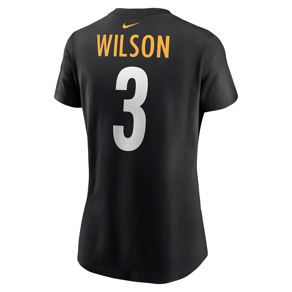 T-shirt Nike Russell Wilson noir pour femme avec nom et numéro des Pittsburgh Steelers