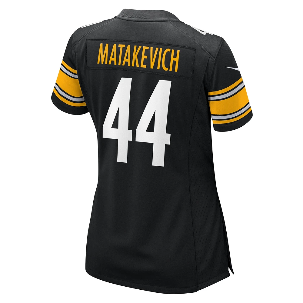 Maillot de match Nike Tyler Matakevich noir des Steelers Pittsburgh pour femme