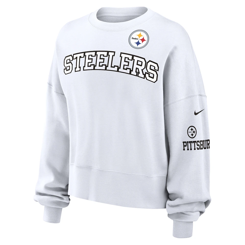 Women's Nike White Pittsburgh Steelers Oversized Pullover Sweatshirt