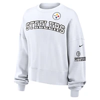 Women's Nike White Pittsburgh Steelers Oversized Pullover Sweatshirt
