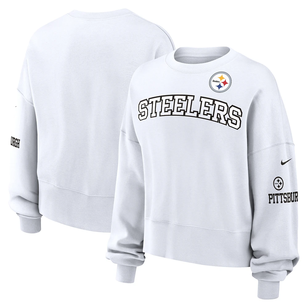 Women's Nike White Pittsburgh Steelers Oversized Pullover Sweatshirt