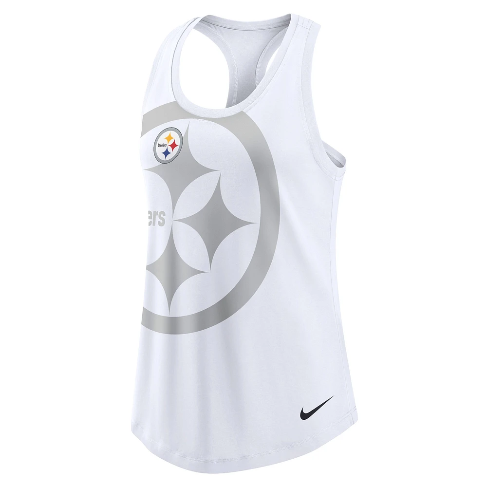 Women's Nike White Pittsburgh Steelers Tri-Blend Racerback Scoop Neck Tank Top