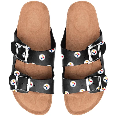 Sandale à double boucle pour femme Pittsburgh Steelers