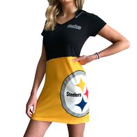 Women's Refried Apparel Black/Gold Pittsburgh Steelers Sustainable Hooded Mini Dress