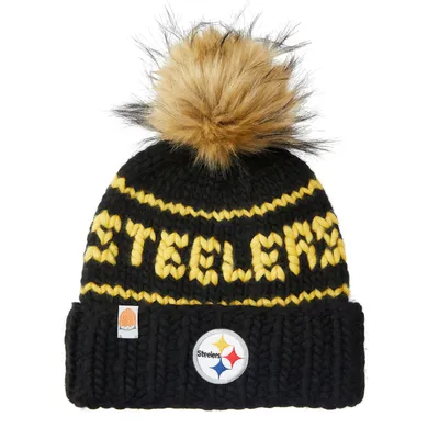 '47 Black Pittsburgh Steelers Bauble Cuffed Knit Hat with Pom