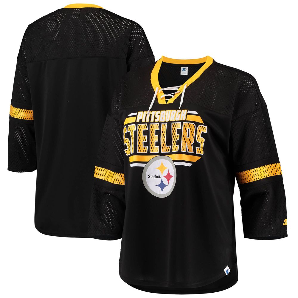 Lids Pittsburgh Steelers Starter Women's Lead Game Lace-Up V-Neck