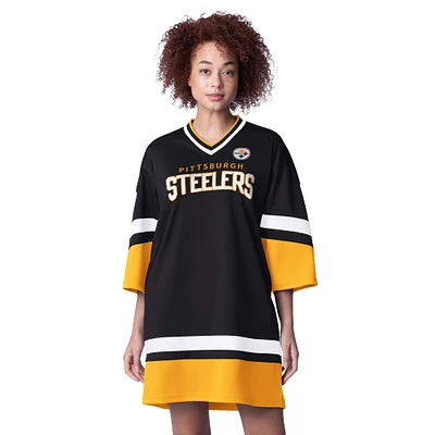 Robe de sport à manches 3/4 pour femme Starter Black Pittsburgh Steelers Slap Shot