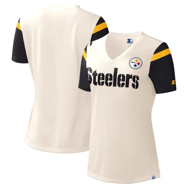 Lids Pittsburgh Steelers Starter Women's Lead Game Lace-Up V-Neck  3/4-Sleeve T-Shirt - Black