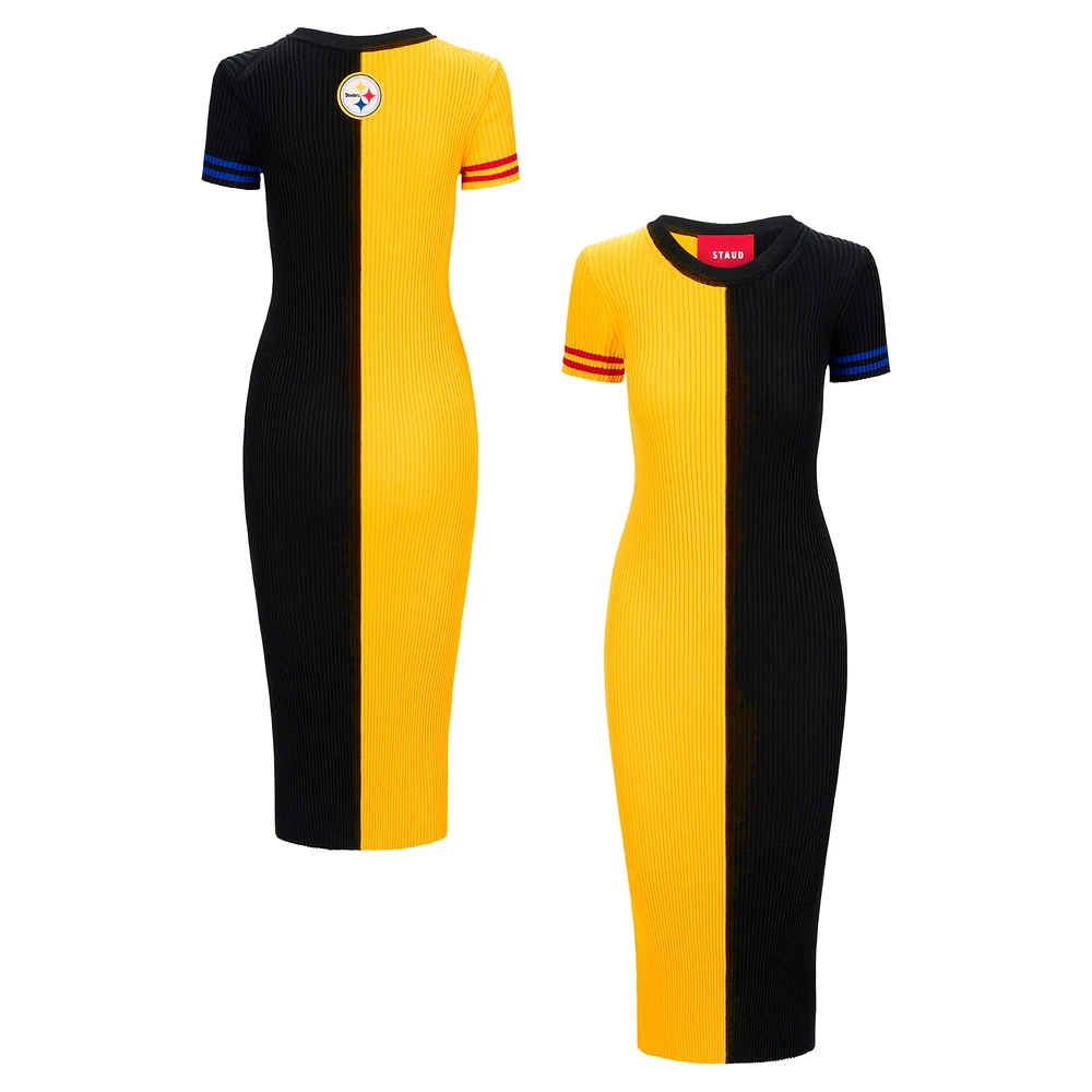 Robe Colleen dorée/noire pour femme STAUD des Steelers de Pittsburgh