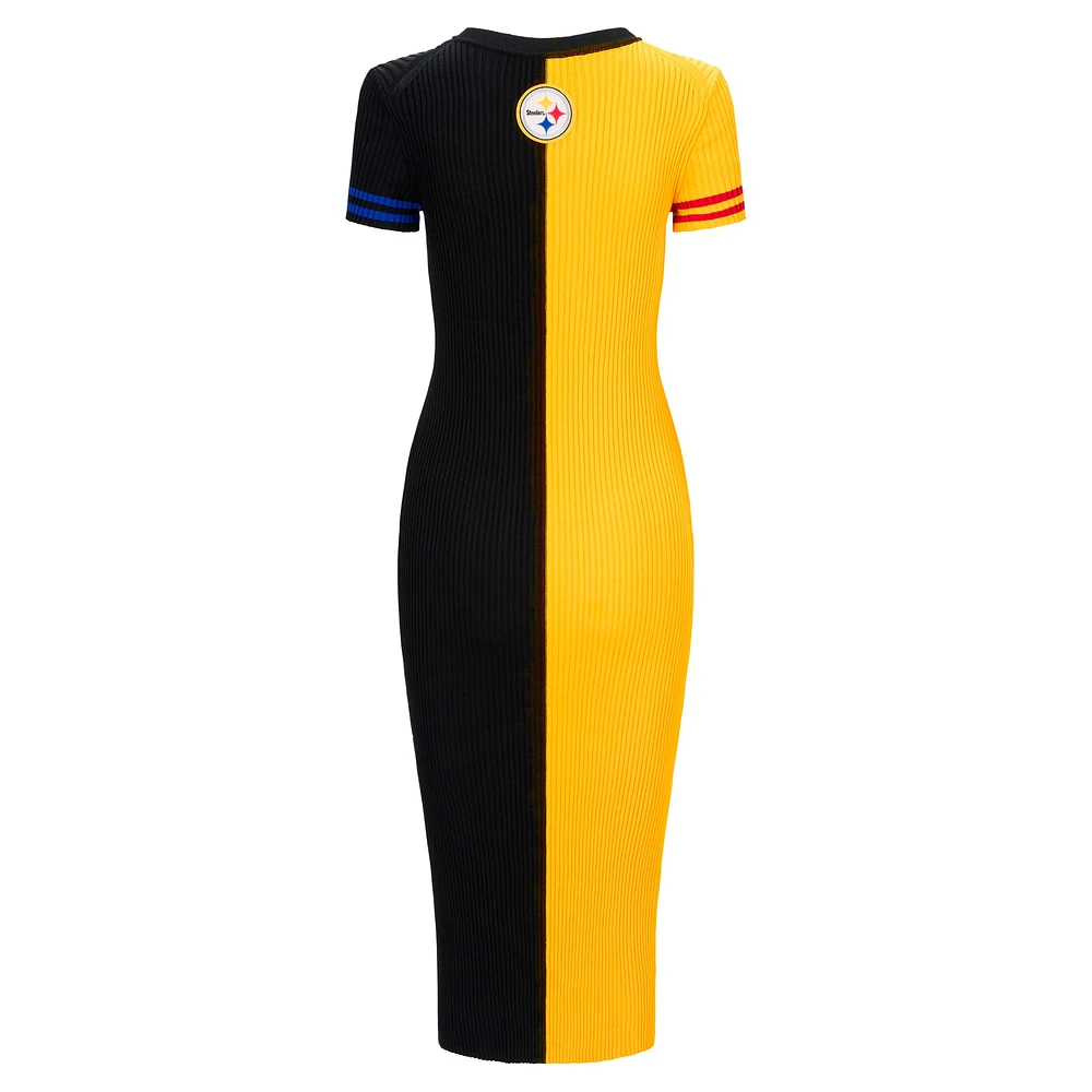 Robe Colleen dorée/noire pour femme STAUD des Steelers de Pittsburgh