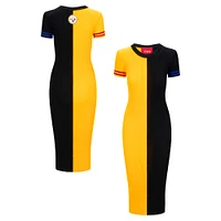 Robe Colleen dorée/noire pour femme STAUD des Steelers de Pittsburgh