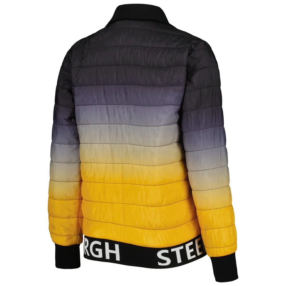 Women's The Wild Collective Black/Gold Pittsburgh Steelers Color Block Full-Zip Puffer Jacket