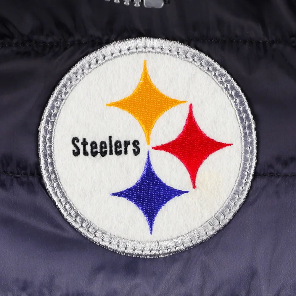 Veste matelassée à glissière pleine longueur The Wild Collective Pittsburgh Steelers pour femme, noir/doré