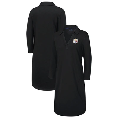 Women's Tommy Bahama Black Pittsburgh Steelers Ashby Isles Three-Quarter Length Sleeve Pullover
 Jersey Dress