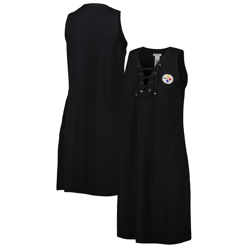 Robe à lacets Tommy Bahama noire Pittsburgh Steelers Island Cays pour femmes