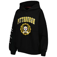 Women's Tommy Hilfiger Black Pittsburgh Steelers Becca Drop Shoulder Pullover Hoodie