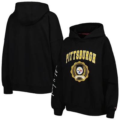 Sweat à capuche Tommy Hilfiger Pittsburgh Steelers Becca pour femme avec épaules tombantes noires