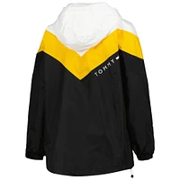 Tommy Hilfiger Femme Blanc/Or Pittsburgh Steelers Staci Half-Zip Hoodie Windbreaker Jacket