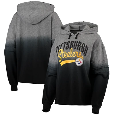 Chandail à capuchon Dip-Dye Superstar des Pittsburgh Steelers Touch gris chiné/noir pour femme