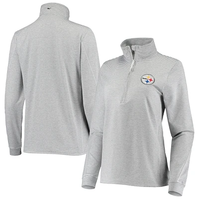 Women's Vineyard Vines Heather Gray Pittsburgh Steelers Sankaty Shep Half-Zip Pullover Top