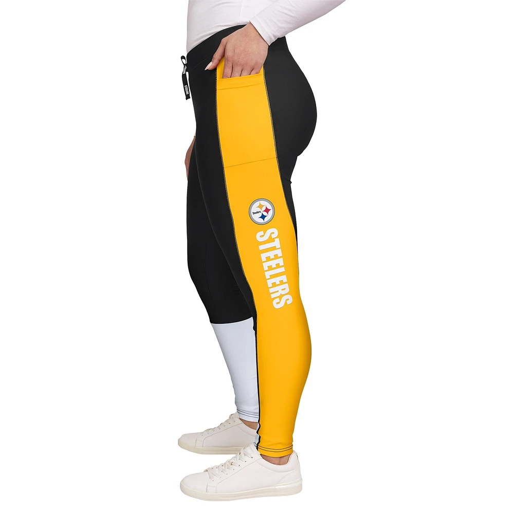 Leggings color-block noirs/jaunes des Pittsburgh Steelers pour femmes WEAR by Erin Andrews