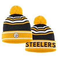 Ensemble bonnet à revers colorblock en tricot noir avec pompon et écharpe pour femme WEAR by Erin Andrews des Pittsburgh Steelers